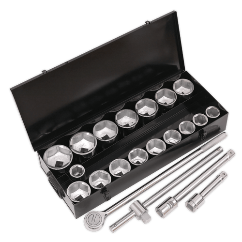 Socket Set 21pc 1"Sq Drive 6pt WallDrive¨ Metric (S0768)