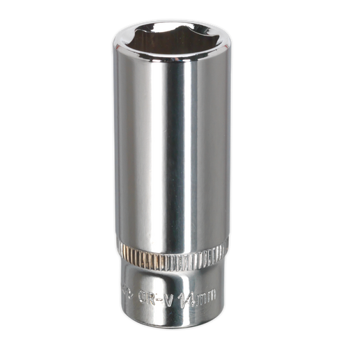 WallDrive¨ Socket 14mm Deep 1/4"Sq Drive Fully Polished (SP1414D)