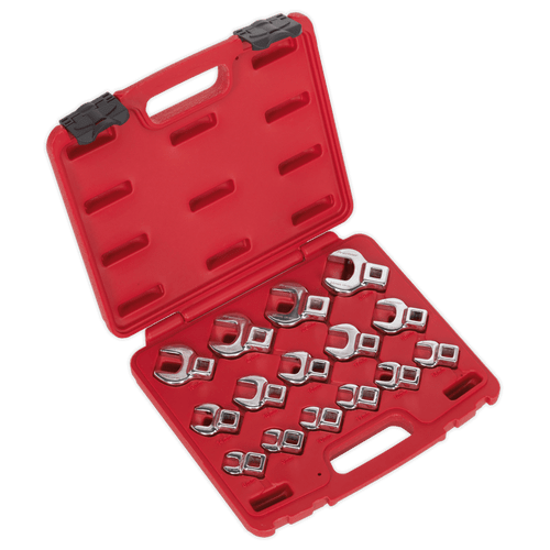 Crow's Foot Open-End Spanner Set 15pc 3/8"Sq Drive Metric (AK59891)