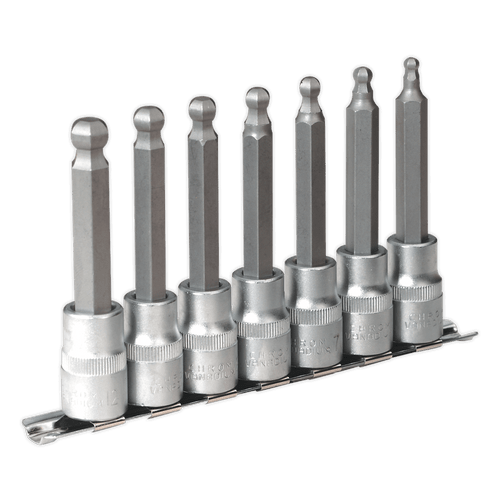 Ball-End Hex Socket Bit Set 7pc 100mm 1/2"Sq Drive Metric (AK622)