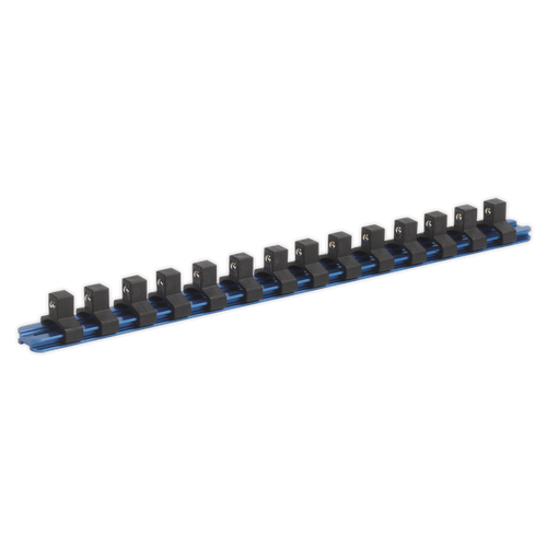 Socket Retaining Rail with 14 Clips Aluminium 3/8"Sq Drive (SR3814)