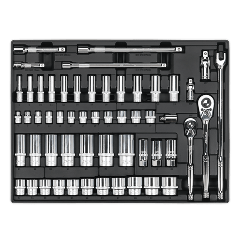 Tool Tray with Socket Set 55pc 3/8" & 1/2"Sq Drive (TBT31)