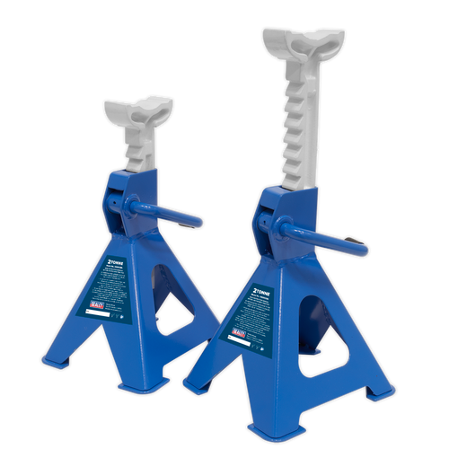 Axle Stands (Pair) 2tonne Capacity per Stand Ratchet Type - Blue (VS2002BL)