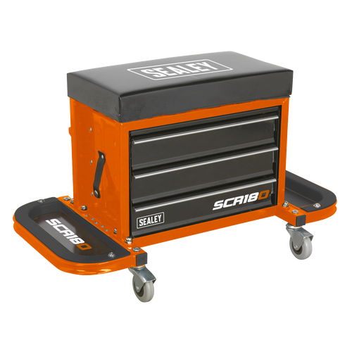 Mechanic's Utility Seat & Toolbox - Orange (SCR18O)