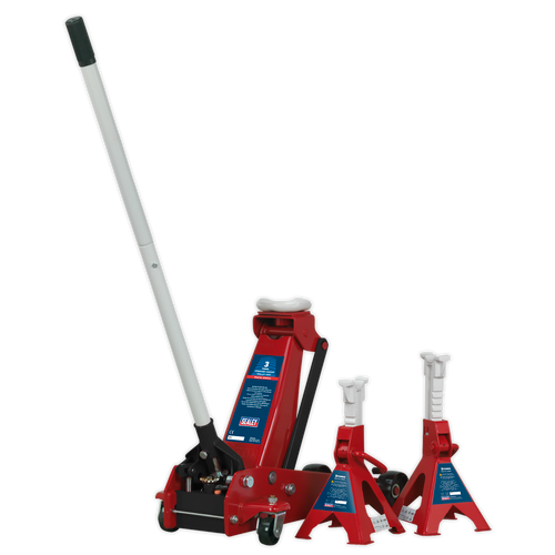 Trolley Jack 3tonne Standard Chassis with Axle Stands (Pair) 3tonne Capacity per Stand (3010CX)