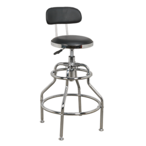 Workshop Stool Pneumatic with Adjustable Height Swivel Seat & Back Rest (SCR14)