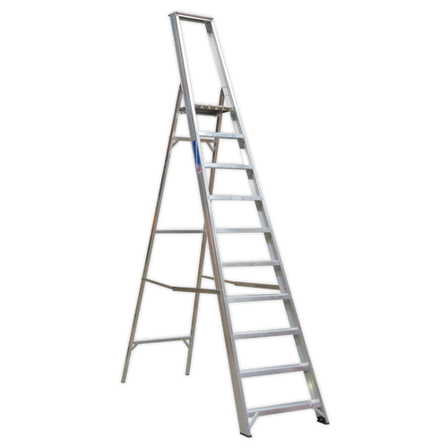 Aluminium Step Ladder 10-Tread Industrial BS 2037/1 (AXL10)