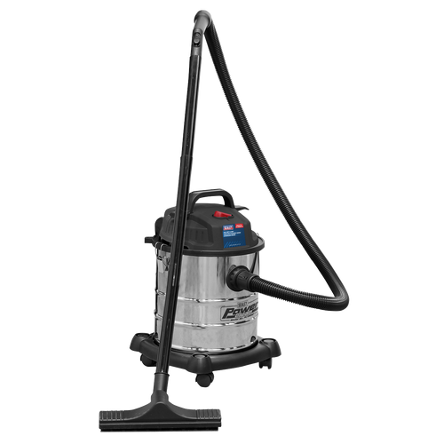 Vacuum Cleaner Wet & Dry 20L 1200W/230V Stainless Drum (PC195SD)