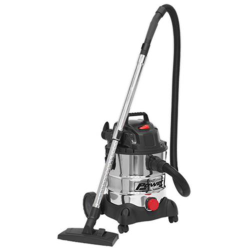 Vacuum Cleaner Industrial Wet & Dry 20L 1250W/230V Stainless Drum (PC200SD)