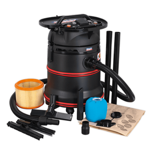 Vacuum Cleaner Industrial Wet/Dry 35L 1200W/230V Plastic Drum M Class Filtration Self-Clean Filter (PC35230V)