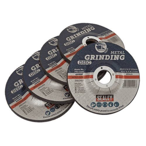 Grinding Disc ¯115 x 6mm ¯22mm Bore - Pack of 5 (PTC/115G5)