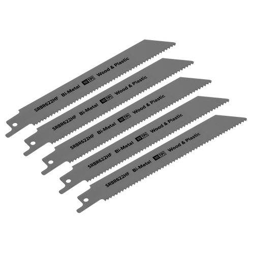 Reciprocating Saw Blade Wood & Plastics 150mm 10tpi - Pack of 5 (SRBR622HF)