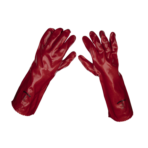Red PVC Gauntlets 450mm - Pair (9114)