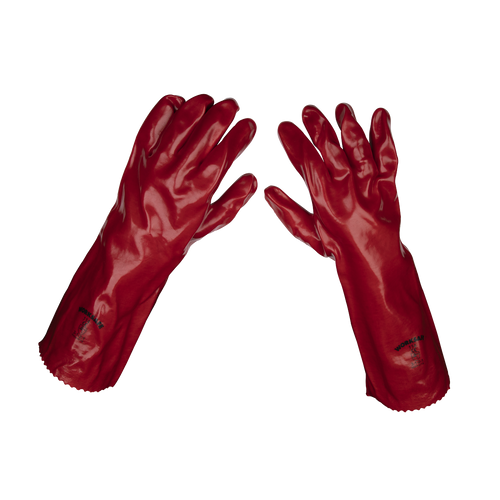 Red PVC Gauntlets 450mm - Pack of 120 Pairs (9114/B120)