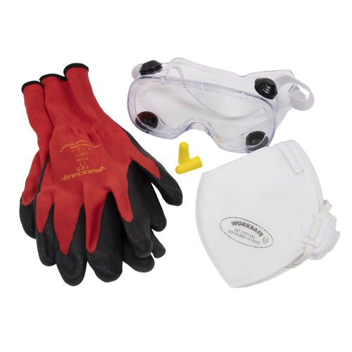 Flexi Grip Gloves, FFP1 Mask, Goggles & Ear Plugs (SEP1)