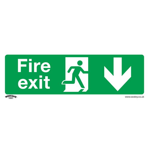Safe Conditions Safety Sign - Fire Exit (Down) - Rigid Plastic - Pack of 10 (SS22P10)