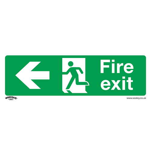 Safe Conditions Safety Sign - Fire Exit (Left) - Rigid Plastic - Pack of 10 (SS25P10)