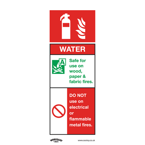 Safe Conditions Safety Sign - Water Fire Extinguisher - Self-Adhesive Vinyl - Pack of 10 (SS27V10)