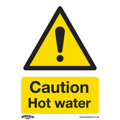 Warning Safety Sign - Caution Hot Water - Rigid Plastic (SS38P1)