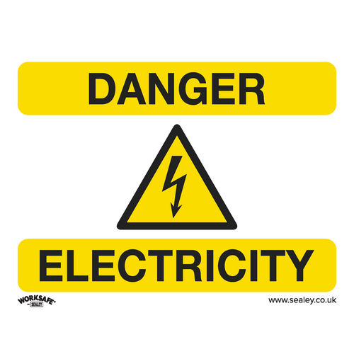 Warning Safety Sign - Danger Electricity - Self-Adhesive Vinyl (SS41V1)