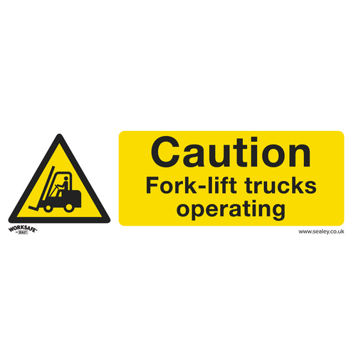 Warning Safety Sign - Caution Fork-Lift Trucks - Rigid Plastic (SS44P1)