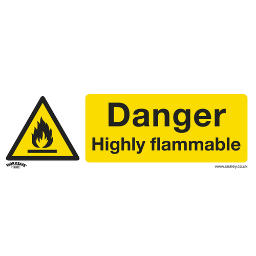 Warning Safety Sign - Danger Highly Flammable - Rigid Plastic (SS45P1)