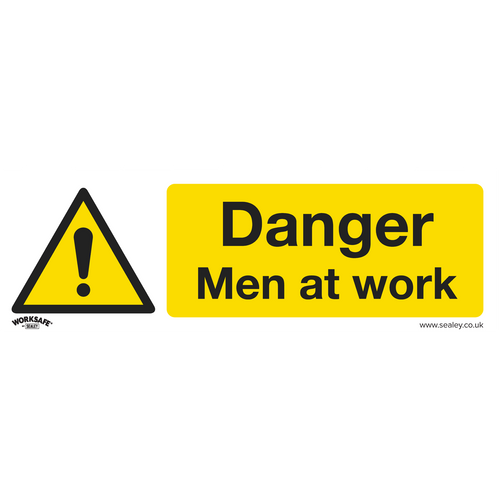 Warning Safety Sign - Danger Men At Work - Rigid Plastic - Pack of 10 (SS46P10)