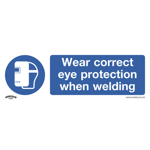 Mandatory Safety Sign - Wear Eye Protection When Welding - Rigid Plastic (SS54P1)