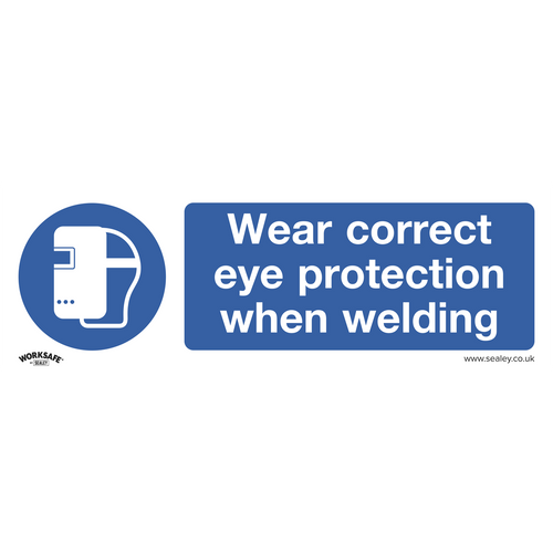Mandatory Safety Sign - Wear Eye Protection When Welding - Rigid Plastic - Pack of 10 (SS54P10)