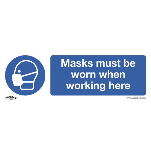 Mandatory Safety Sign - Masks Must Be Worn - Self-Adhesive Vinyl - Pack of 10 (SS57V10)