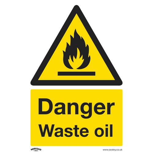 Warning Safety Sign - Danger Waste Oil - Self-Adhesive Vinyl (SS60V1)