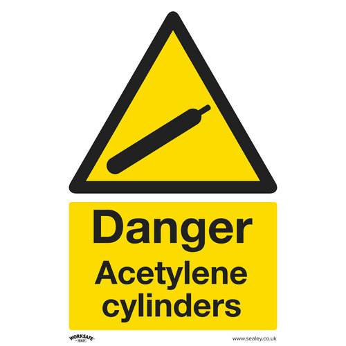 Warning Safety Sign - Danger Acetylene Cylinders - Rigid Plastic (SS63P1)