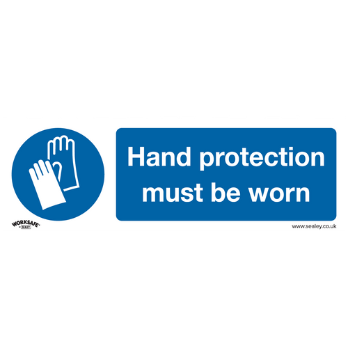 Mandatory Safety Sign - Hand Protection Must Be Worn - Rigid Plastic (SS6P1)