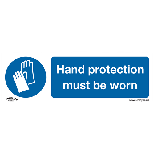 Mandatory Safety Sign - Hand Protection Must Be Worn - Rigid Plastic - Pack of 10 (SS6P10)
