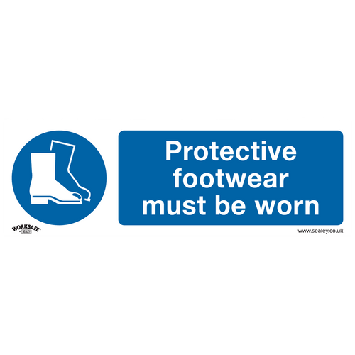 Mandatory Safety Sign - Protective Footwear Must Be Worn - Self-Adhesive Vinyl (SS7V1)