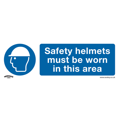 Mandatory Safety Sign - Safety Helmets Must Be Worn In This Area - Rigid Plastic - Pack of 10 (SS8P10)