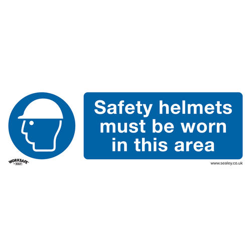 Mandatory Safety Sign - Safety Helmets Must Be Worn In This Area - Self-Adhesive Vinyl (SS8V1)