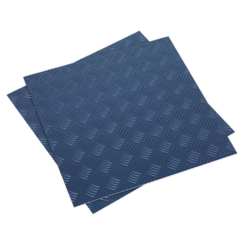 Vinyl Floor Tile with Peel & Stick Backing - Blue Treadplate Pack of 16 (FT1B)
