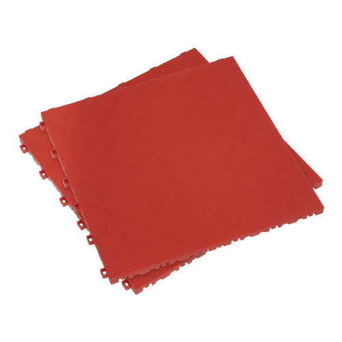 Polypropylene Floor Tile 400 x 400mm - Red Treadplate - Pack of 9 (FT3R)