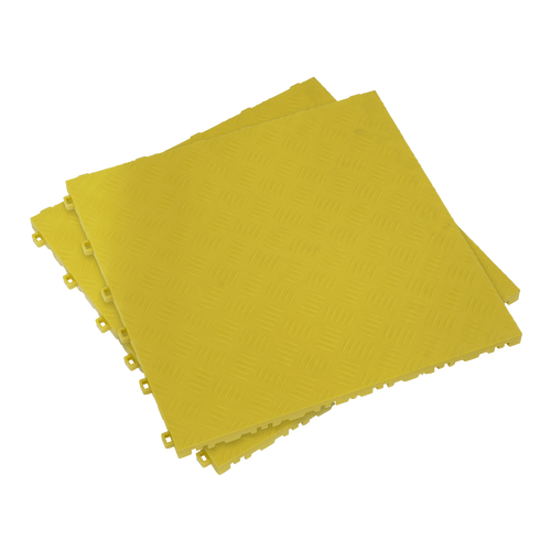 Polypropylene Floor Tile - Yellow Treadplate 400 x 400mm - Pack of 9 (FT3Y)