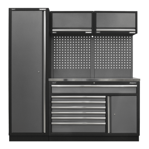 Superline Pro 1.96m Storage System - Stainless Steel Worktop (APMSSTACK09SS)