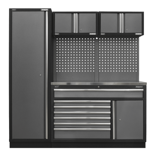 Superline Pro 1.96m Storage System - Stainless Steel Worktop (APMSSTACK10SS)