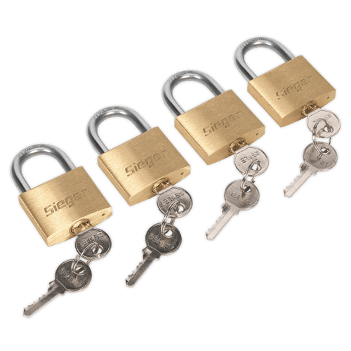 Brass Body Padlock with Brass Cylinder 40mm Keyed Alike Pack of 4 (S0992)