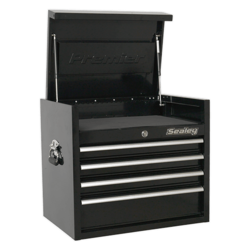 Topchest 4 Drawer 660mm Heavy-Duty Black (PTB66004)