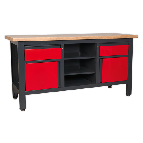 Workstation with 2 Drawers, 2 Cupboards & Open Storage (AP1905A)
