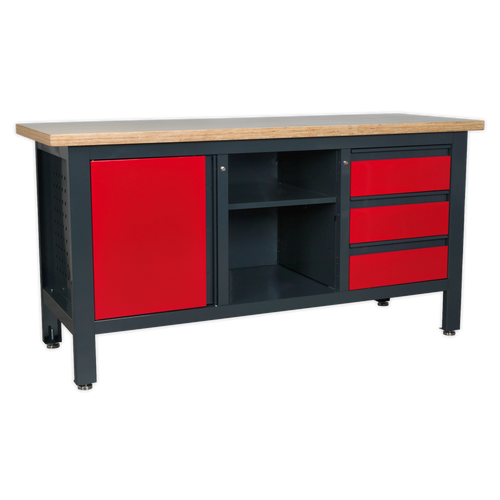 Workstation with 3 Drawers, 1 Cupboard & Open Storage (AP1905B)