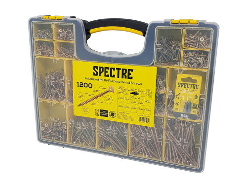 Spectre Advanced Multi-purpose Woodscrew - Organiser Pro (1200pc) - Assorted