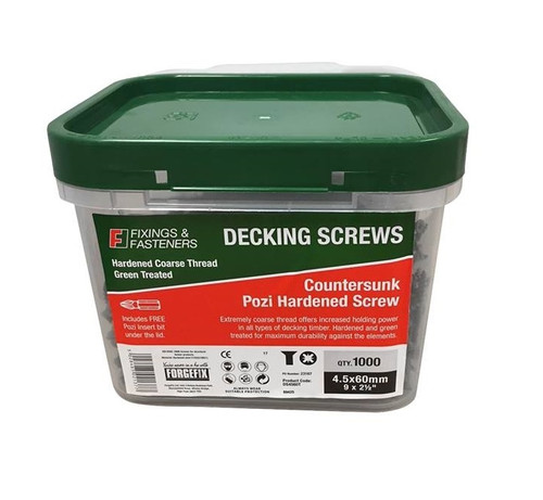 Decking Screw - Green Treated - Tub (1000) - 4.5 x 50mm