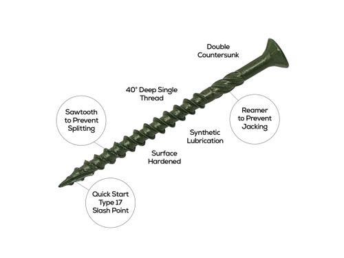 Spectre Advanced Decking Screws - Green - Box (200) - 4.5 x 60mm