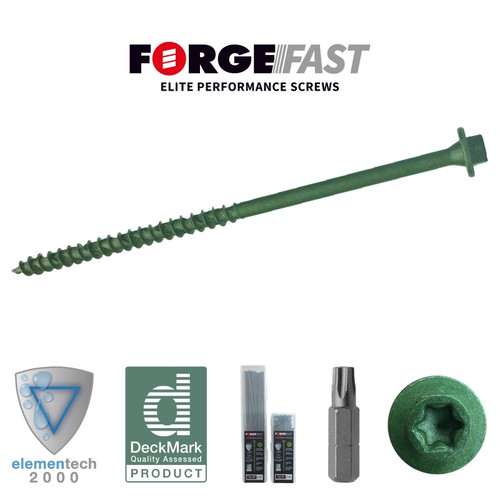 ForgeFast Elite Low-Torque Timber Fixing Screws - Green - Tub (50) - 7.0 x 150mm